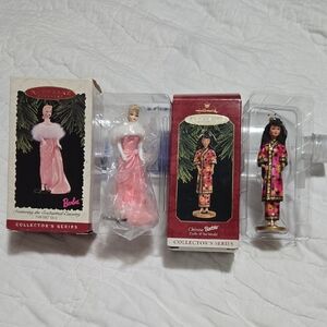 B18 Barbie and Hallmark Collector Dolls Ornaments Lot Of 2 1996 & 1997